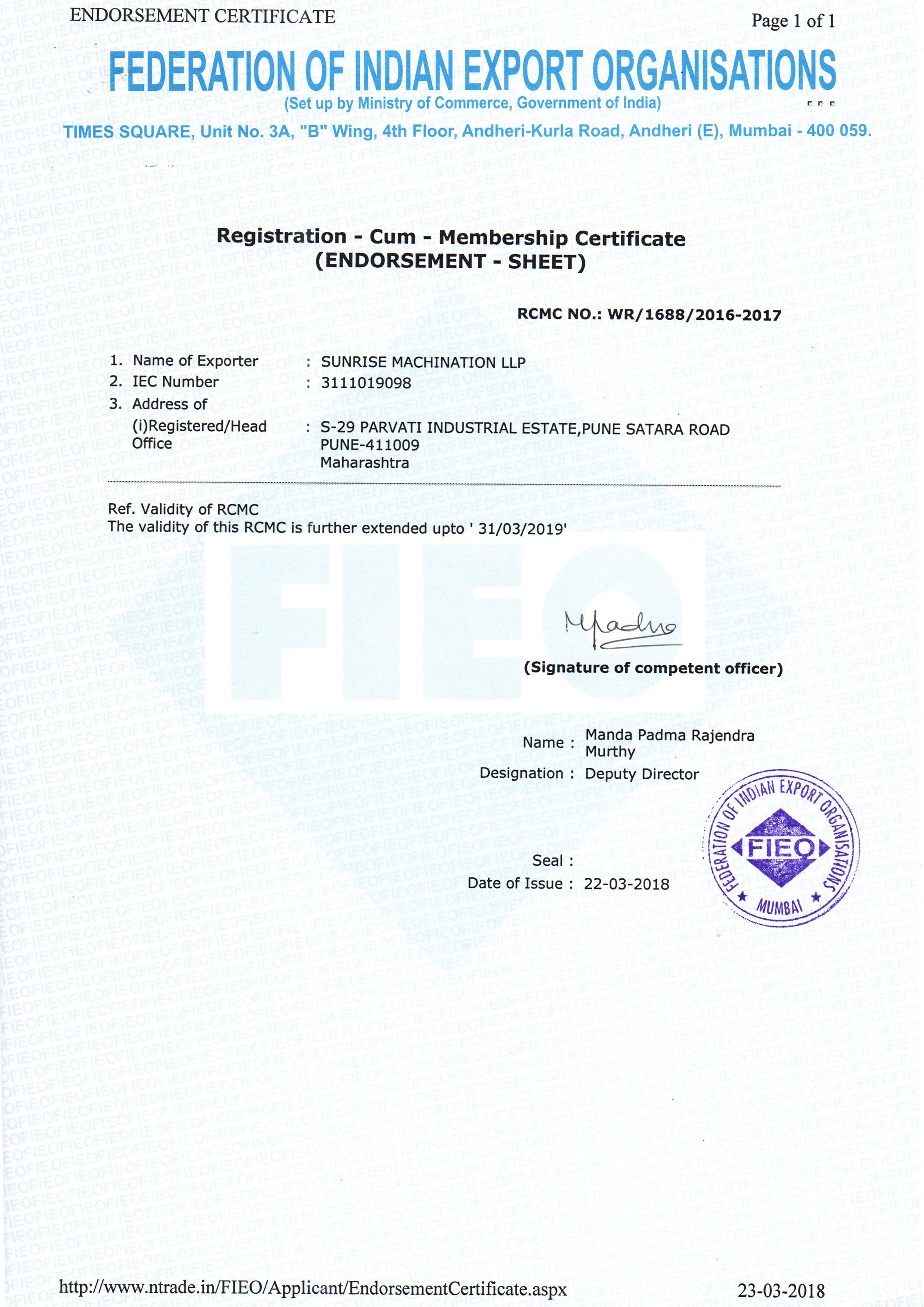 CERTIFICATE-RCMC-FIEO