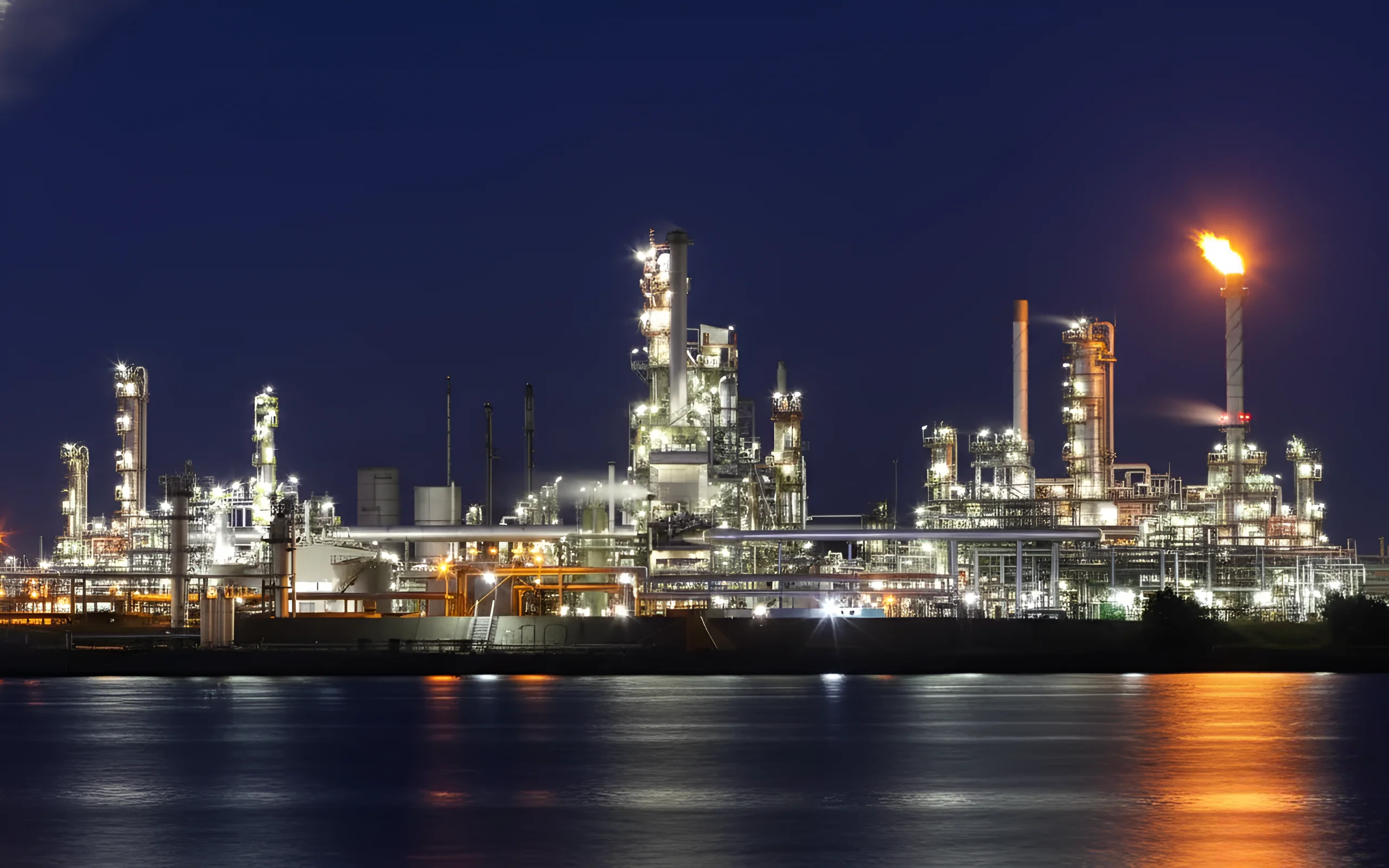 Petrochemical and refining industry - oil refinery with processing towers and equipment